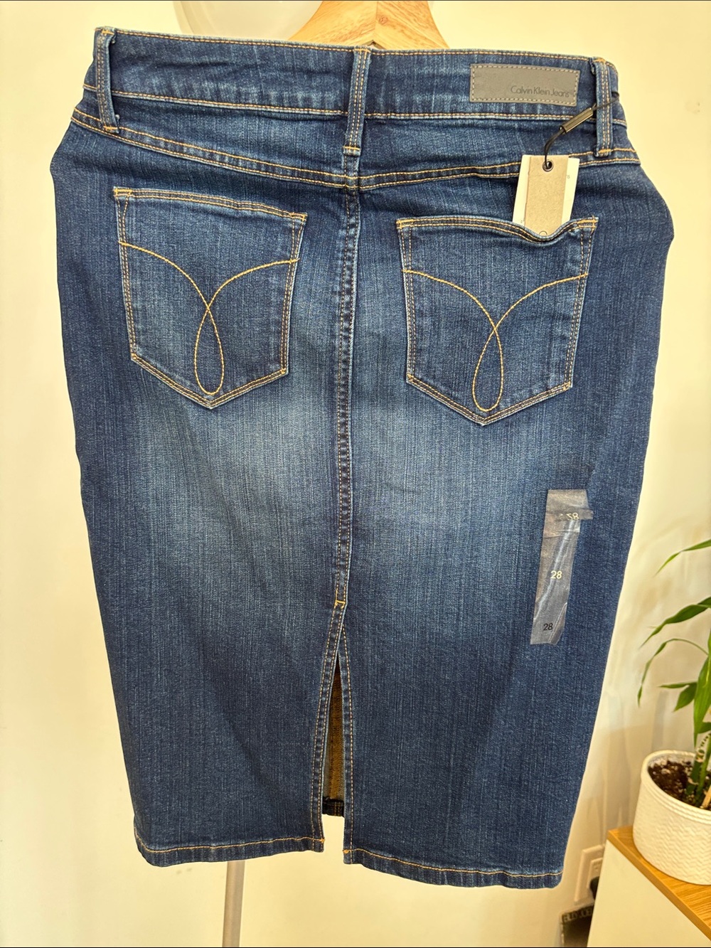 Calvin Klein Jeans Navy Blue Pencil Denim Skirt